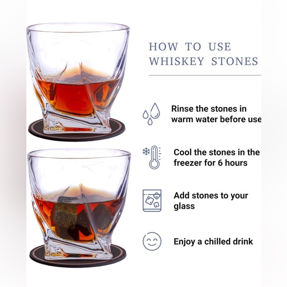 Brotec Whiskey Stones & Glasses Set in Wooden Box - Picture 5 of 9